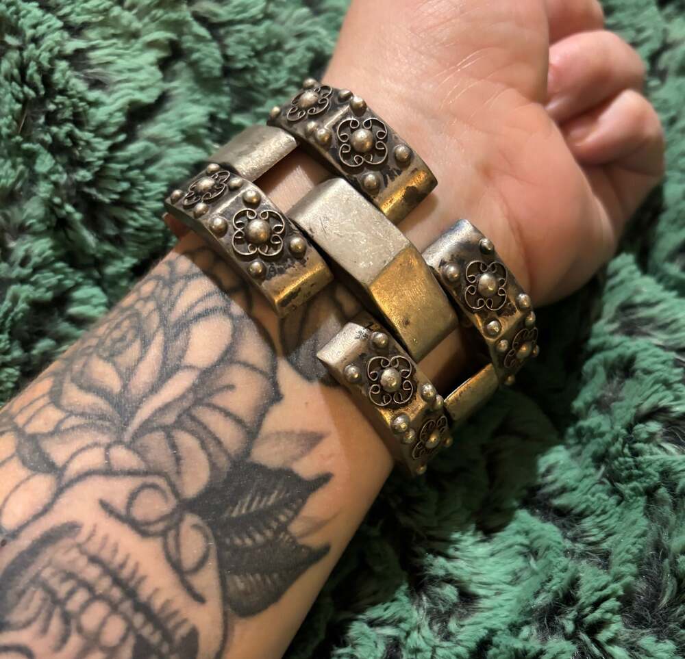 Vintage Mexican Silver Ambriz Style Floral Bar Link Bracelet